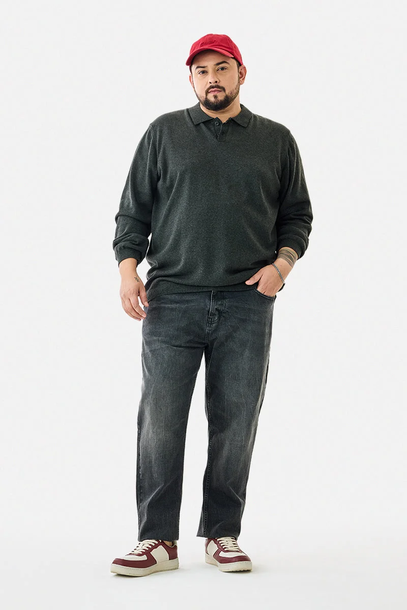 سنيتش Melange Flat Knit Core Lab Plus Size Polo T-Shirt